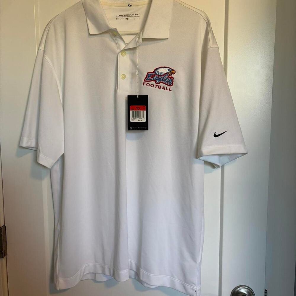 NWT Mens White Nike Dri-Fit Eagles Football Polo - Large